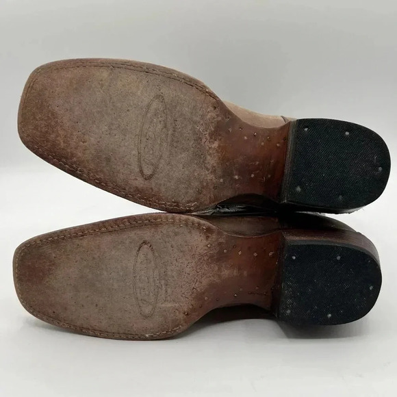 J.B Dillon Men 10B Leather Distressed Western Boots Embroidered Square Toe Rodeo - Picture 15 of 16